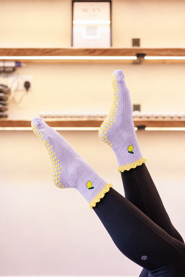 Main Squeeze Pilates Grip Socks | Lilac & Lemon