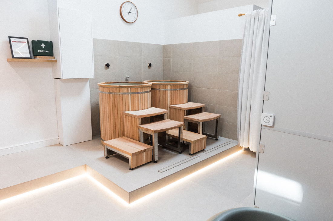 Two cold plunge pools in the Reset suite at Woodbury