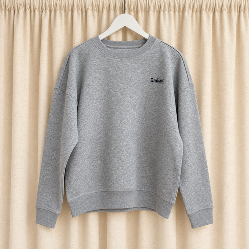 Grey marl Radiant Studio Crewneck with small navy chest logo